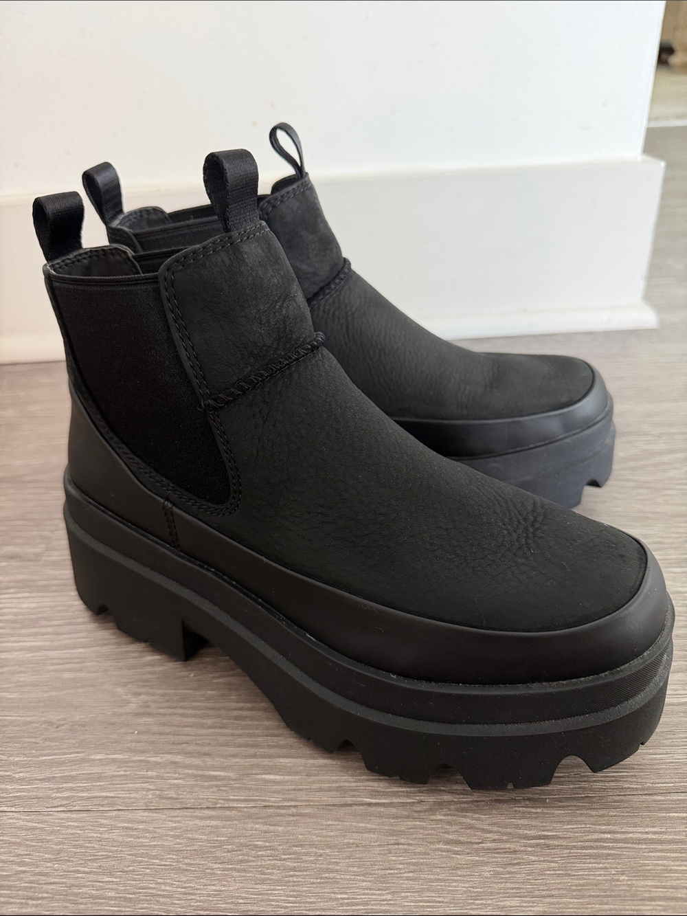 UGG Women's Black Platform Chelsea Ankle Boots